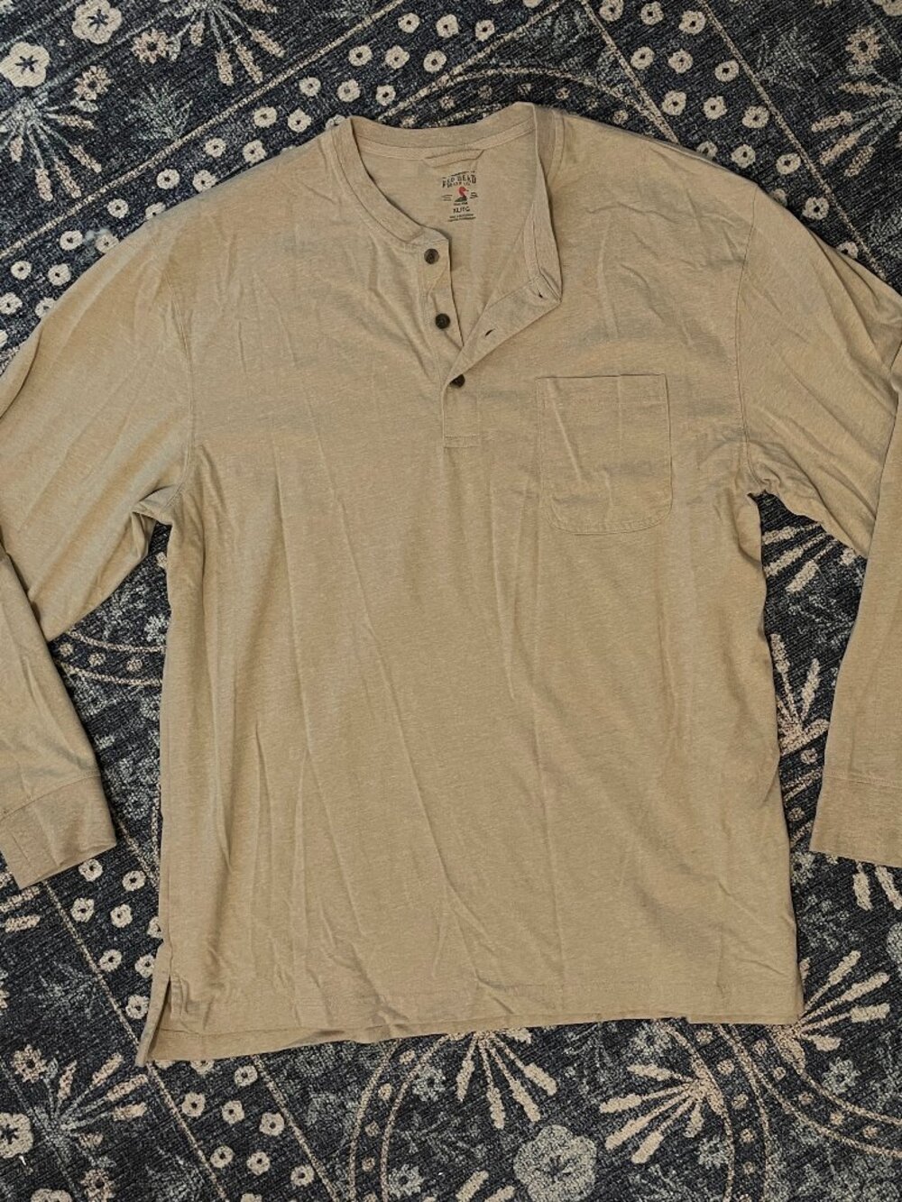 Beige Long Sleeve Henley Top Men's XL Red Head Brand